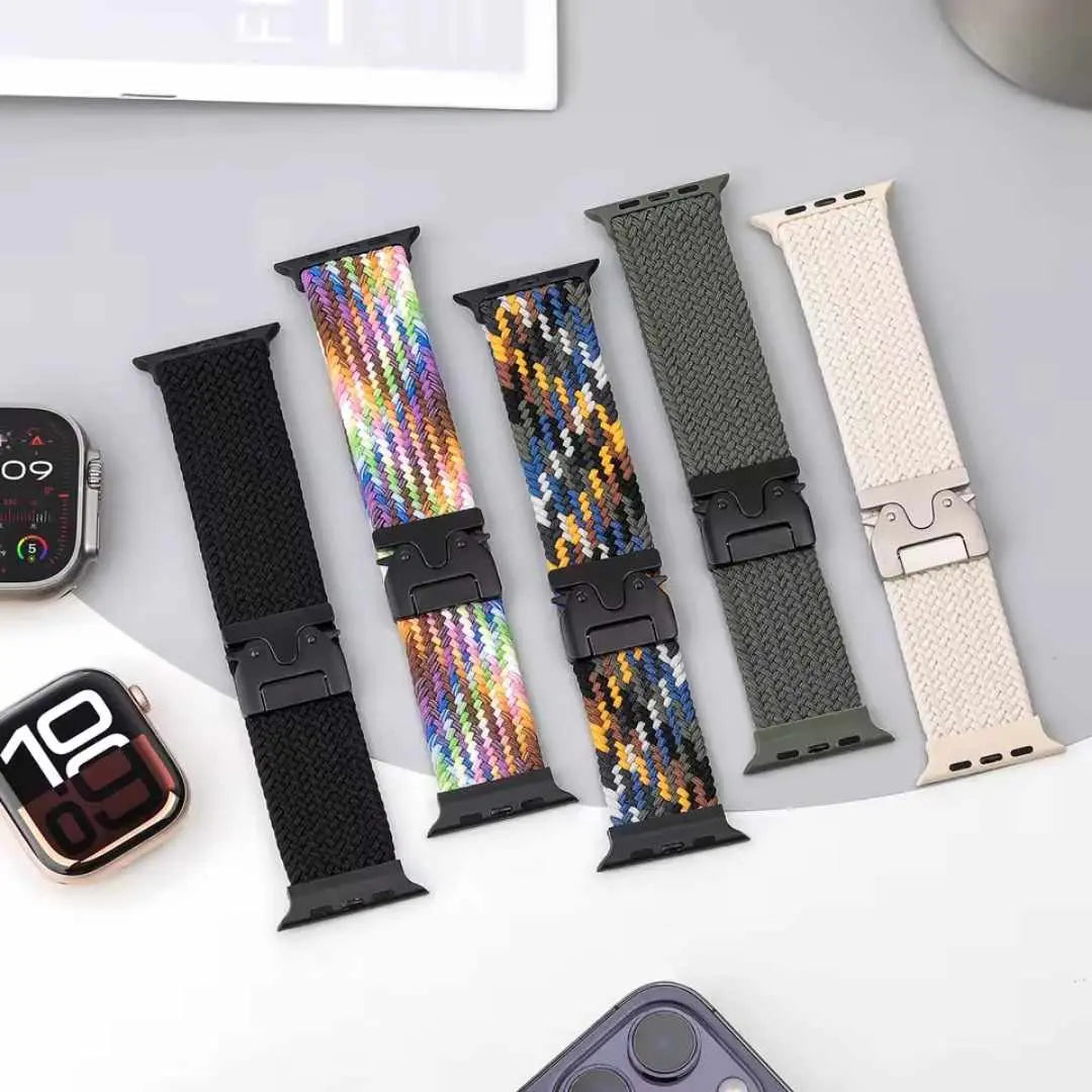 Bracelet Tressé Apple Watch en Nylon Parachute (40mm à 49mm) – Compatible Séries 6, 7, 8, 9, 10, SE, Ultra 2 Ma Culotte Menstruelle