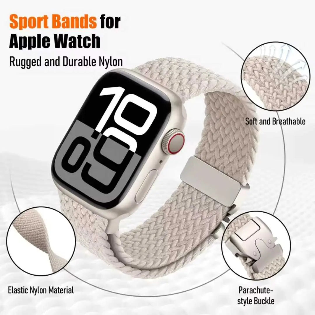 Bracelet Tressé Apple Watch en Nylon Parachute (40mm à 49mm) – Compatible Séries 6, 7, 8, 9, 10, SE, Ultra 2 Ma Culotte Menstruelle